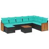vidaXL Set Divani da Giardino 9 pz con Cuscini Nero in Polyrattan