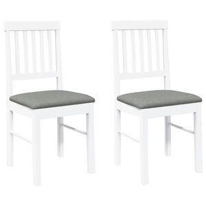 vidaXL Sedie da Pranzo con Cuscini 2 pz Bianco Legno Massello di Hevea