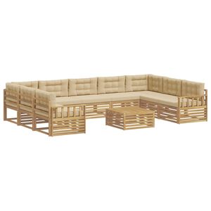 vidaXL Set di divani da esterno 10 pz Bianco e Beige