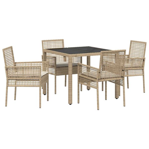 vidaXL Set da Pranzo per Giardino 5 pcs Beige polyrattan