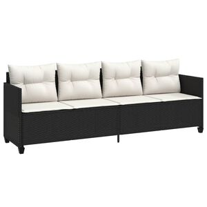 vidaXL Lettino Prendisole con Cuscini Nero&nbsp;in Polyrattan