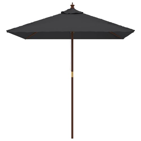 vidaXL Ombrellone da Giardino con Palo in Legno Nero 198x198x231 cm