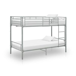 vidaXL Letto a Castello Grigio in Metallo 90x200 cm