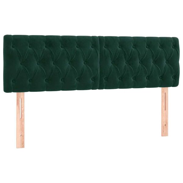 vidaXL Testiere 2 pz Verde Scuro 72x7x78/88 cm in Velluto