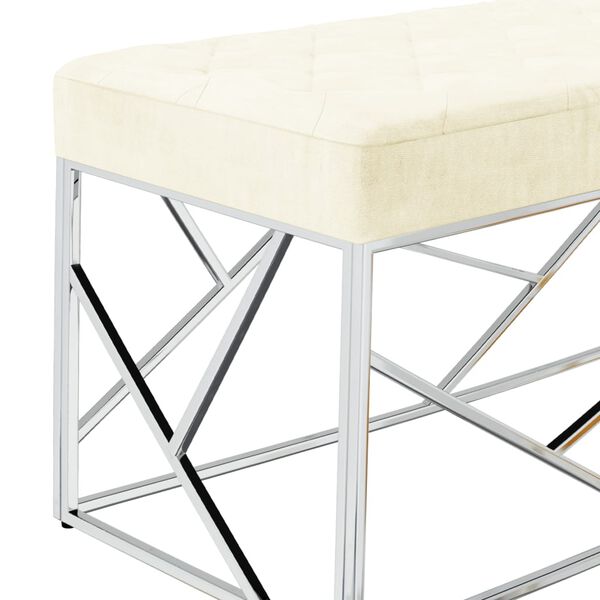 vidaXL Panca 97 cm Crema in Velluto e Acciaio Inossidabile