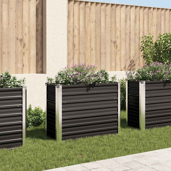 vidaXL Fioriera per Giardino Antracite 100x40x77 cm in Acciaio Zincato