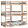 vidaXL Letto a Castello Triplo 75x190 cm in Legno Massello di Pino