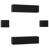 vidaXL Set mobile TV 6 pcs Rovere Nero Legno multistrato
