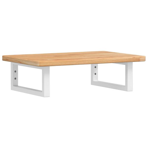 vidaXL Ripiano a Parete per Lavabo in Acciaio e Massello di Rovere