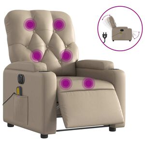 vidaXL Poltrona Reclinabile Massaggio Elettrica Cappuccino Similpelle