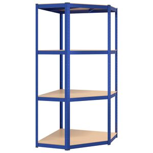 vidaXL Mensola Angolare 4 Ripiani Blu in Acciaio e Legno Multistrato