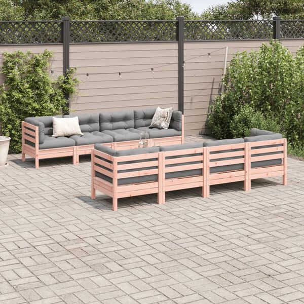 vidaXL Set Divani Giardino 9 pz Cuscini Legno Massello Abete Douglas