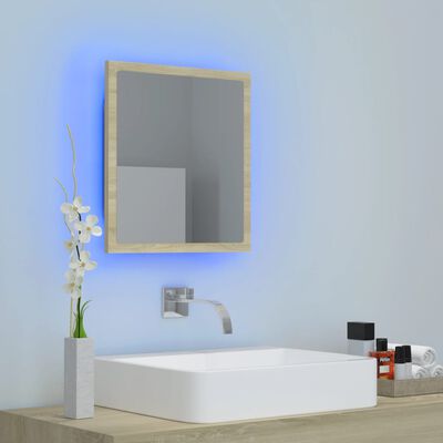 vidaXL Specchio da Bagno LED Rovere Sonoma 40x8,5x37 cm in Acrilico