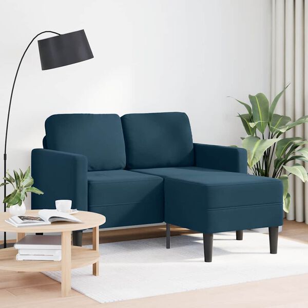 vidaXL Divano 2 Posti con Chaise longue a L Blu 125 cm in Velluto