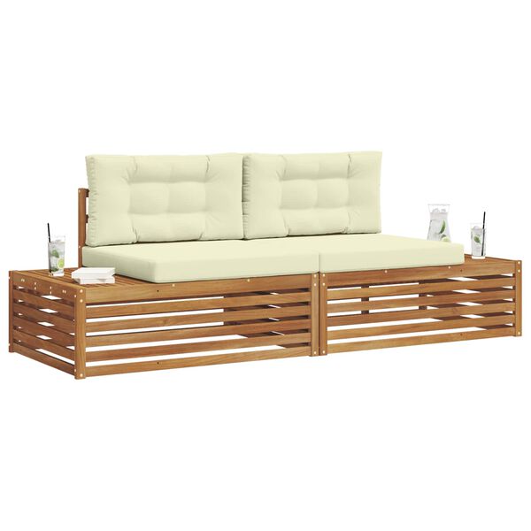 vidaXL Set di divani da esterno con cuscino 2 Pezzo Naturale e Crema