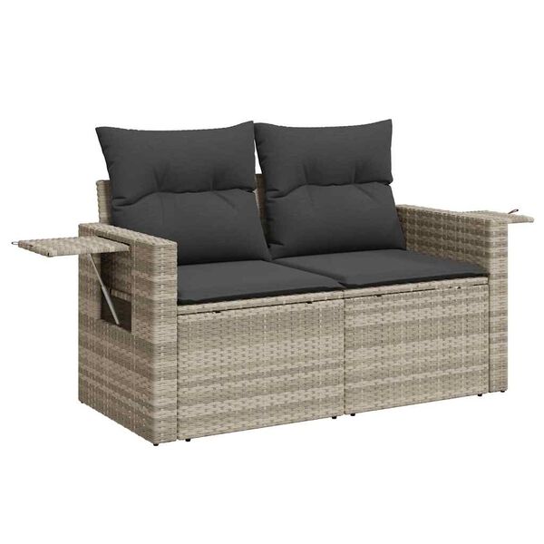 vidaXL Set Divano da Giardino 5pz con Cuscini Grigio Chiaro Polyrattan