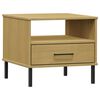 vidaXL Comodino con Gambe in Metallo Marrone Legno Massello Pino OSLO