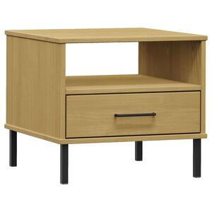 vidaXL Comodino con Gambe in Metallo Marrone Legno Massello Pino OSLO