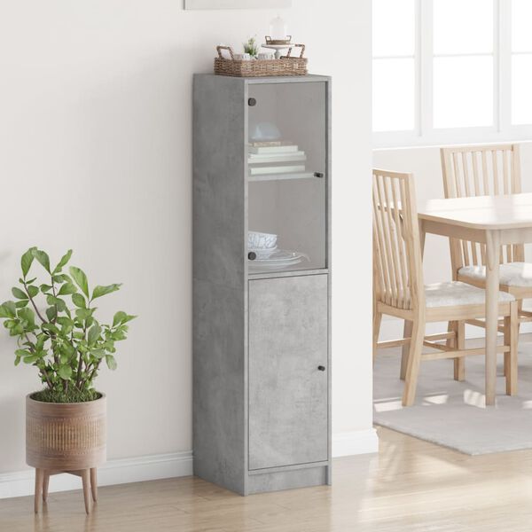 vidaXL Credenza con Anta in Vetro Grigio Cemento 35x37x142 cm