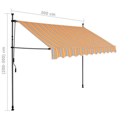 vidaXL Tenda da Sole Retrattile Manuale con LED 300 cm Gialla e Blu