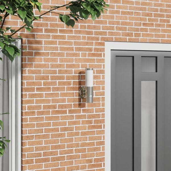 vidaXL Lampada da Parete Esterna Argento 15 x 7,5 x 33 cm