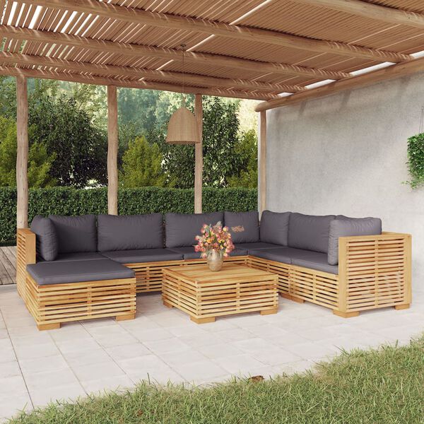 vidaXL Set Divani da Giardino 8 pz con Cuscini Legno Massello di Teak
