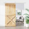 vidaXL Porta Scorrevole con Set Hardware 95x210 cm Legno Massello Pino