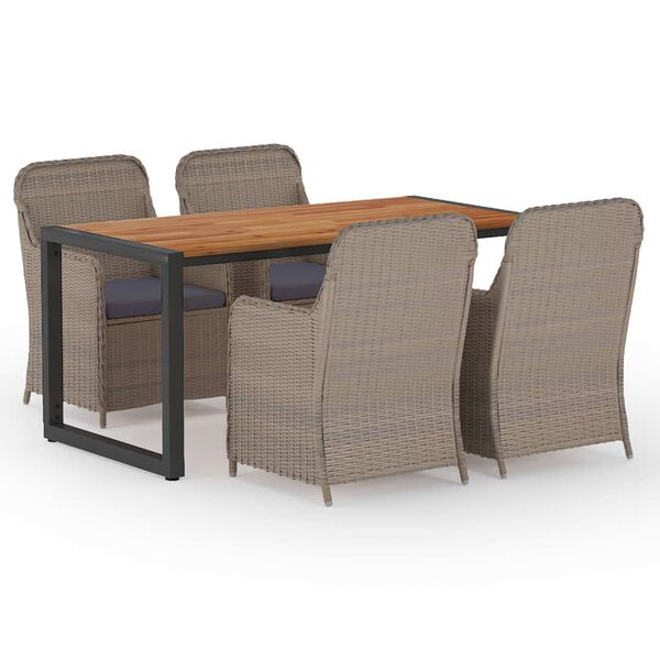 vidaXL Set Mobili da Pranzo per Giardino 5 pz Marrone