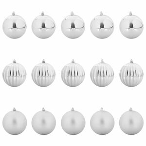 vidaXL Set di palline di Natale XL 15 pz Argento &Oslash; 10 cm Plastica