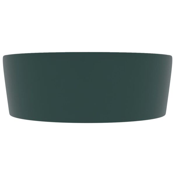 vidaXL Lavandino con Troppopieno Verde Scuro Opaco 36x13cm in Ceramica