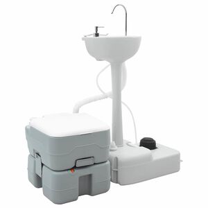 vidaXL Set di toilette per il campeggio 2 pcs Grigio
