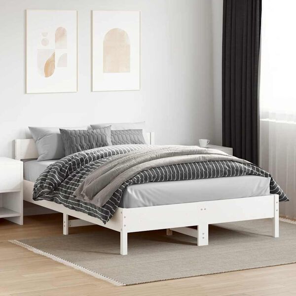 vidaXL Letto senza Materasso Bianco 150x200 cm Legno Massello di Pino