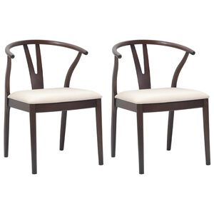 vidaXL Sedia da pranzo 2 pz Legno di gomma solido 54,5 x 58 x 77 cm