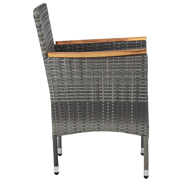 vidaXL Sedie da Pranzo per Giardino 2 pz in Polyrattan Grigio