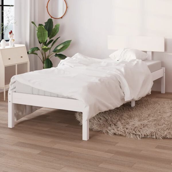 vidaXL Giroletto Bianco in Legno Massello di Pino 90x190 cm Single