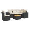 vidaXL Set Divano da Giardino 6 pz con Cuscini Nero in Polyrattan