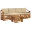 vidaXL Set divani 5 pcs Naturale e Beige Legno di Acacia Massello