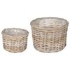 vidaXL Cestino per Piante GENDT 2 pz Grigio naturale Rattan Kubu