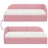vidaXL Struttura Letto Angolare con Materasso 2 pcs Rosa Velluto