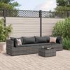 vidaXL Set Divani da Giardino 5 pz con Cuscini in Polyrattan Grigio