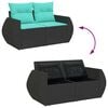 vidaXL Set Divani da Giardino con Cuscini 7pz Nero Polyrattan