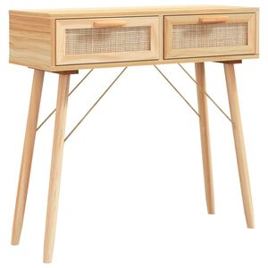 vidaXL Tavolo Consolle Marrone 80x30x75 Massello Pino Rattan Naturale