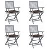 vidaXL Sedie da Giardino Pieghevoli 4pz con Cuscini in Massello Acacia
