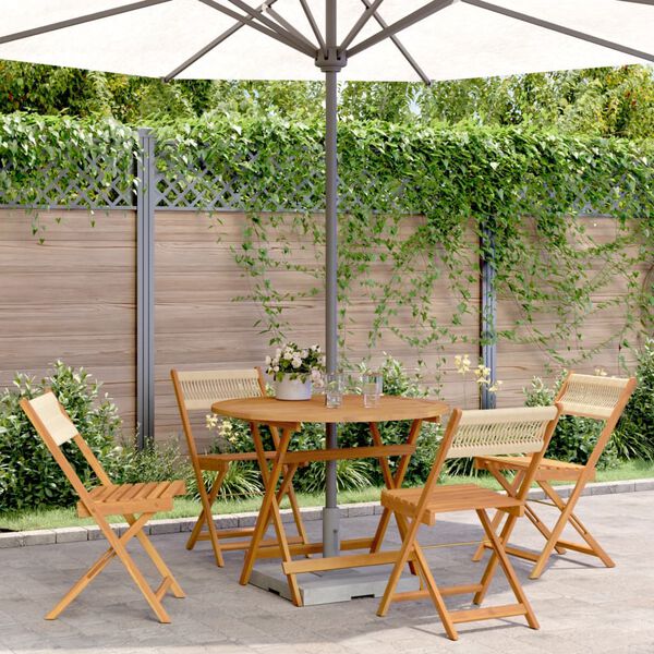vidaXL Set Pranzo da Giardino 5 pz Beige Polipropilene/ Legno Massello