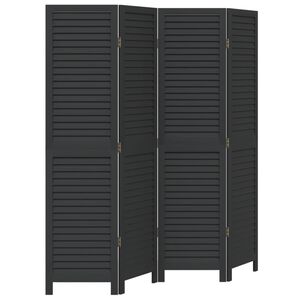vidaXL Divisorio Ambienti 4 Pannelli Nero Legno Massello di Paulownia