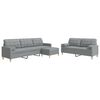 vidaXL Set Divani 3 pz con Poggiapiedi e Cuscini Grigio Chiaro Tessuto
