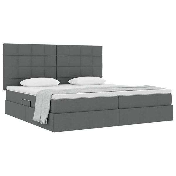vidaXL Letto con Contenitore Grigio scuro 200 x 200 cm Pelle Sintetica