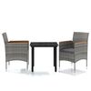 vidaXL Set da Pranzo da Giardino 3 pz con Cuscini Grigio e Nero