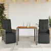 vidaXL Set Bistr&ograve; da Giardino 3 pz con Cuscini in Polyrattan Grigio