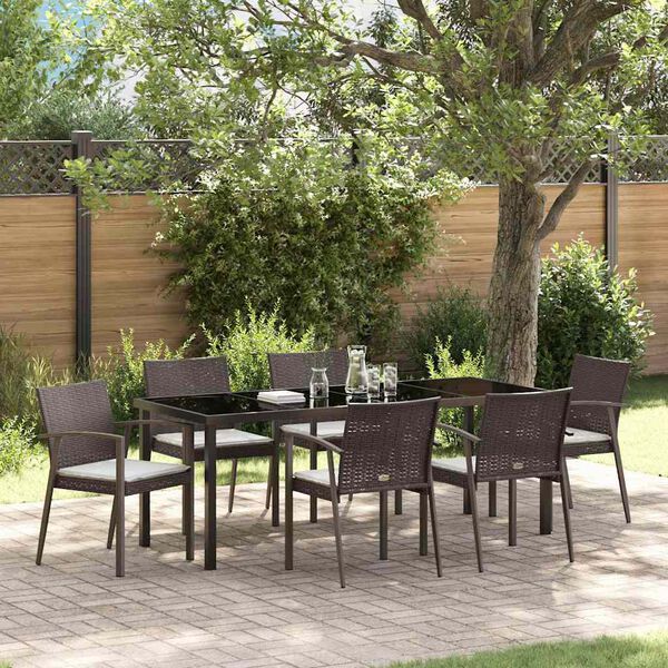 vidaXL Set da Pranzo per Giardino 7 pcs Marrone e Nero Rattan in PE